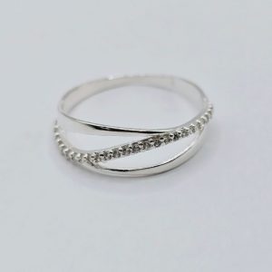 ANILLO TRIPLE ONDA CON CUBICS