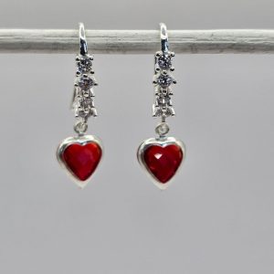 AROS COLGANTES CUBICS Y CORAZON ROJO SWAROVSKI
