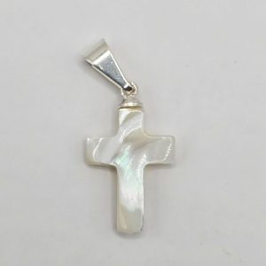 DIJE CRUZ DE NACAR CON ENGARCE DE PLATA 925