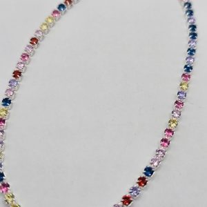 PULSERA CUBICS MULTICOLOR Y PLATA 925